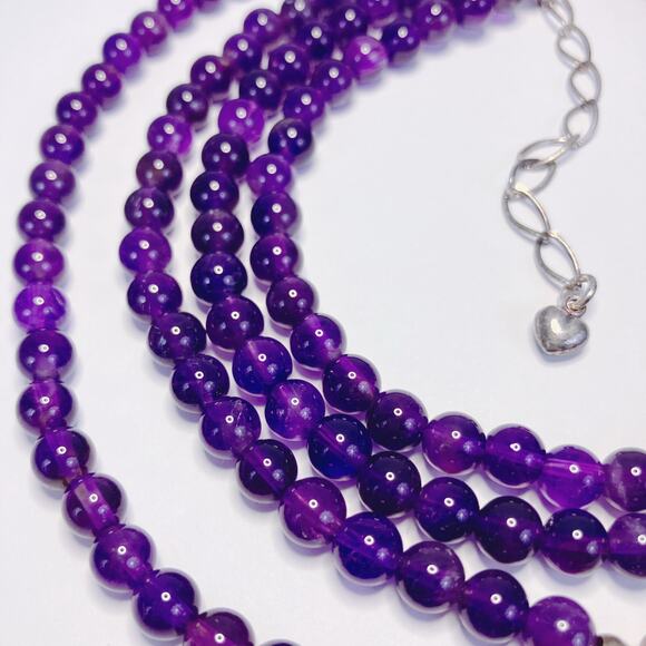 Signed Jay King DTR Amethyst Sterling Silver Double Strand Multi Strand Necklace - Picture 7 of 11